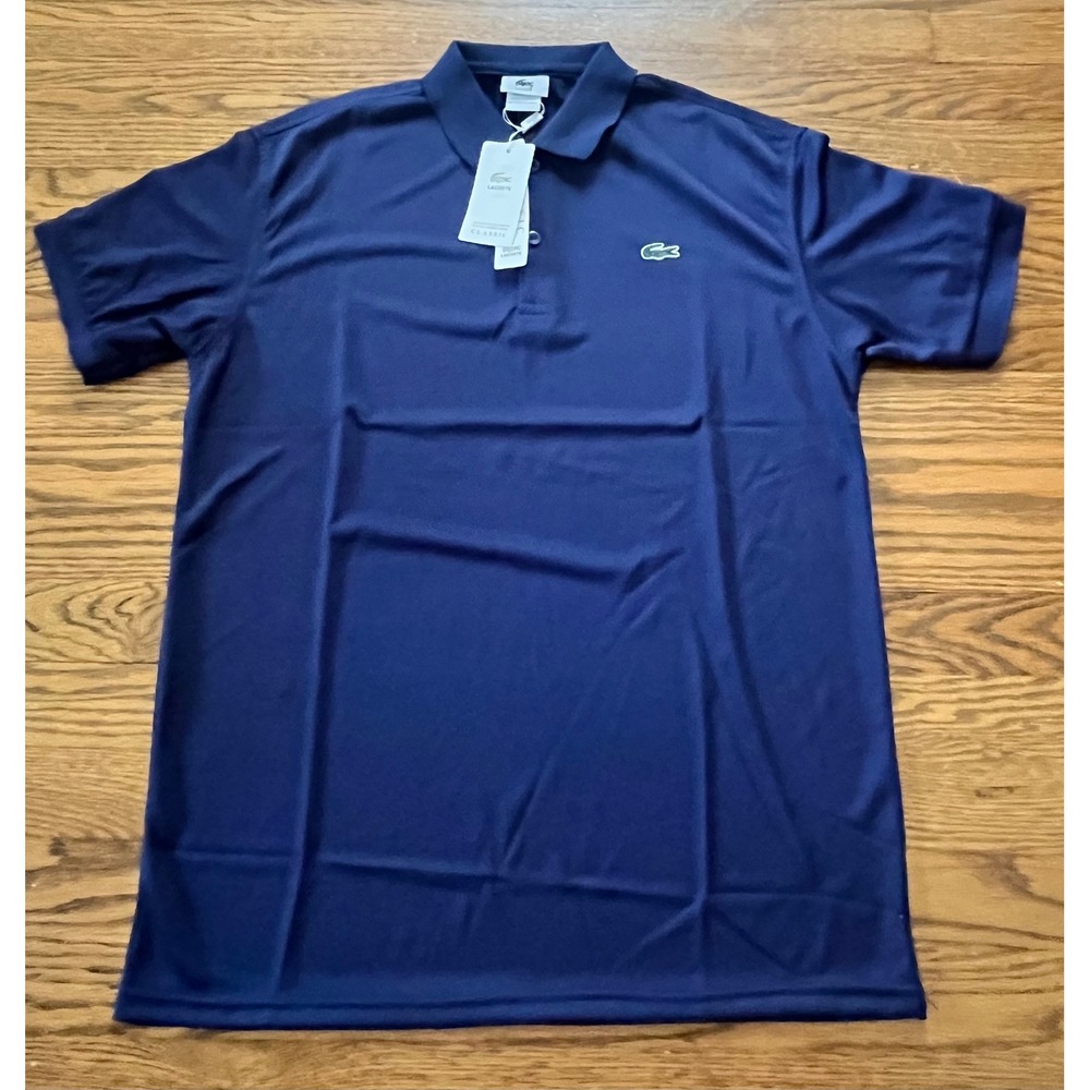 Lacoste Mens Classic Fit Polo Shirt Navy Blue Size 6 XL Made in France NWT